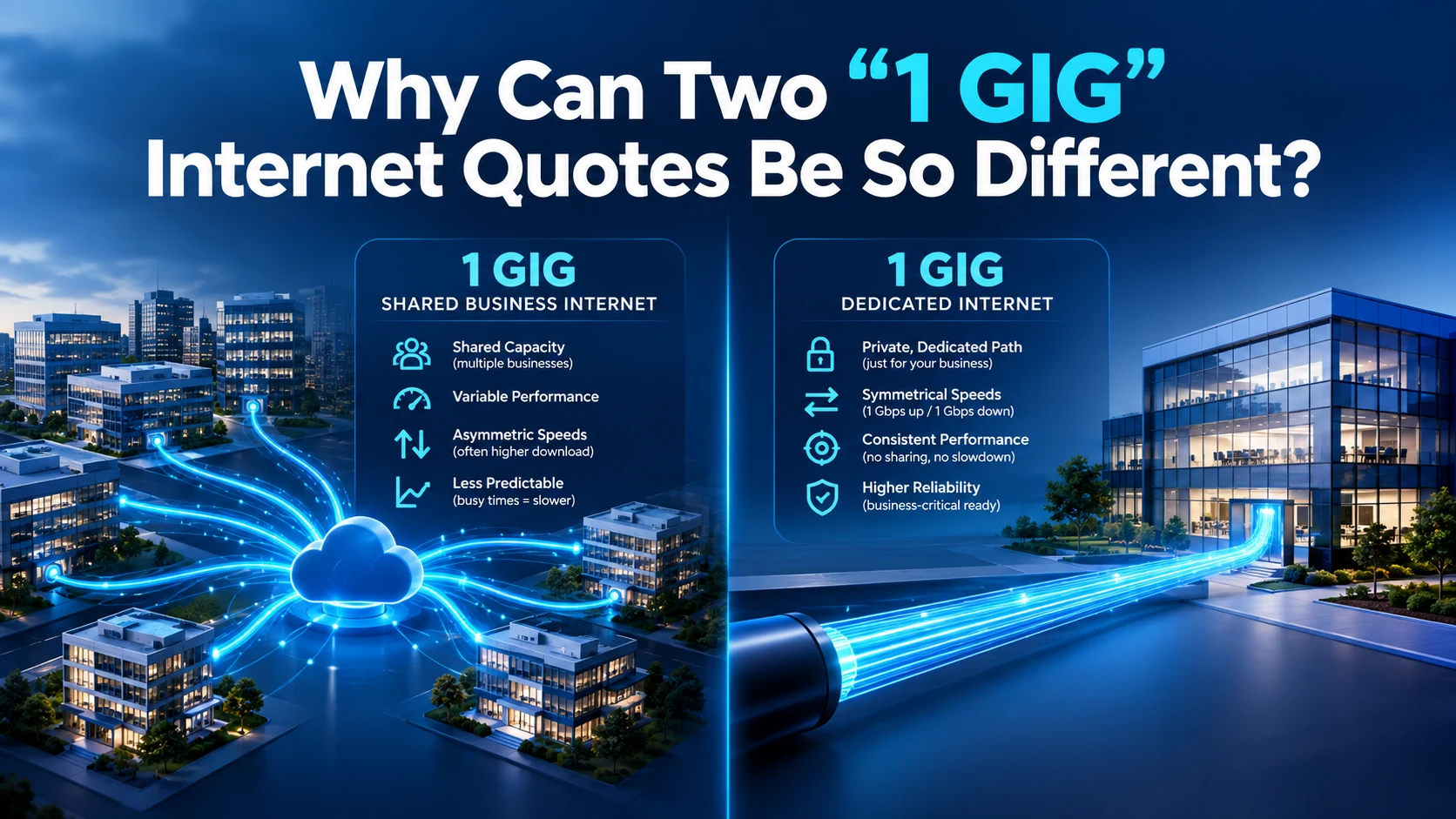 1 Gig business Internet comparison: Dedicated Vs Shared Business Internet in Canada